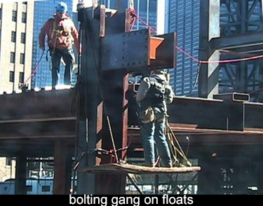 bolting gang permanently connects steel members